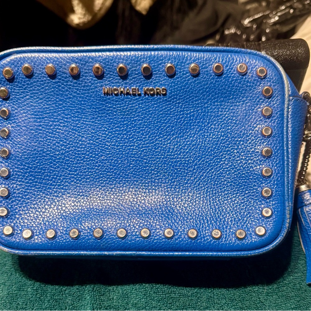 Michael Kors Blue Studded Crossbody Bag